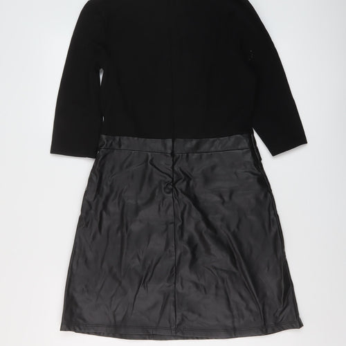 River Island Womens Black Viscose Mini Size 8 Round Neck Zip