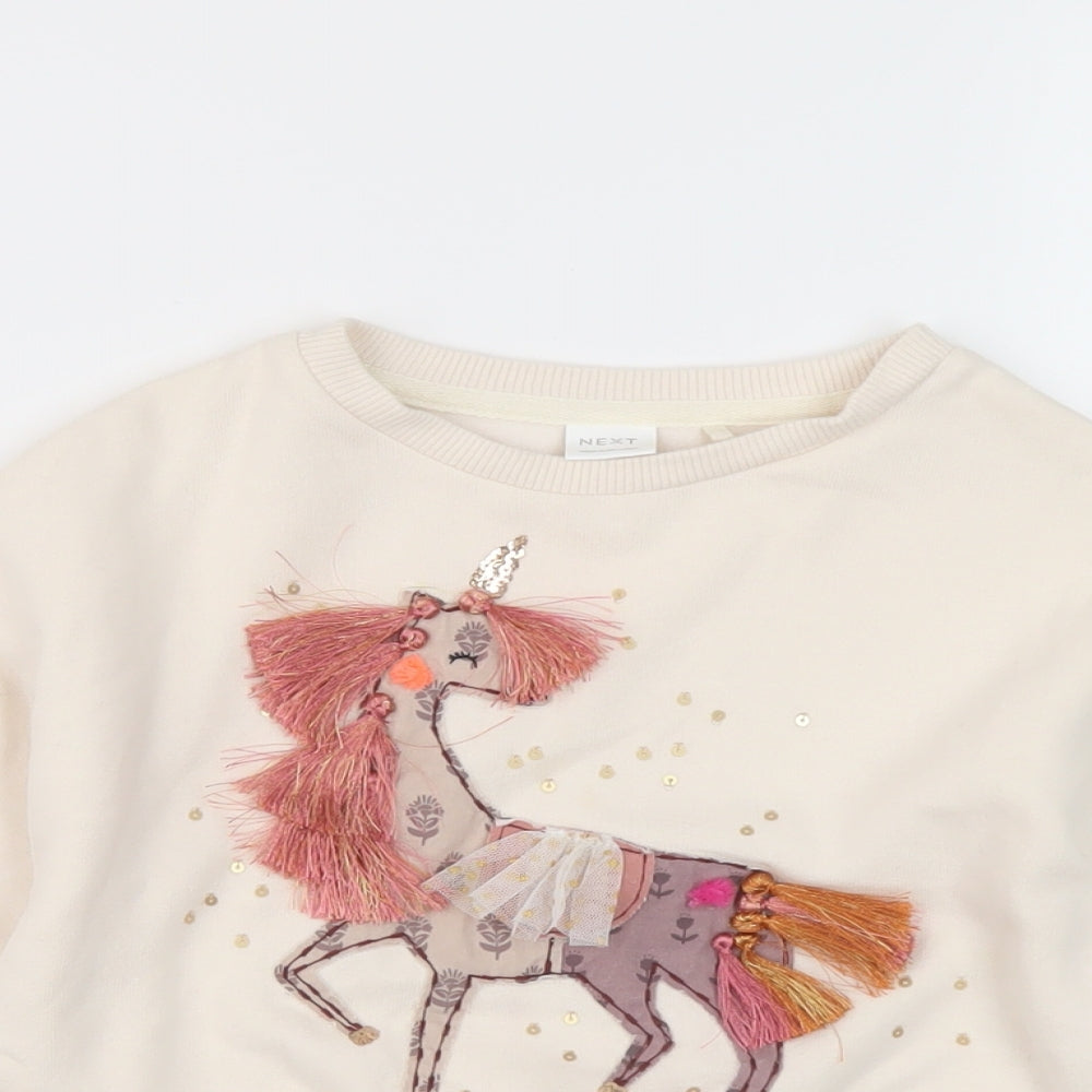 NEXT Girls Ivory Cotton Pullover Sweatshirt Size 6 Years Pullover