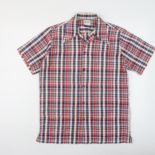 Horrds Mens Multicoloured Plaid Cotton Button-Up Size M Collared Button