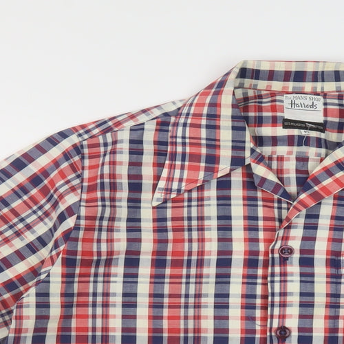 Horrds Mens Multicoloured Plaid Cotton Button-Up Size M Collared Button