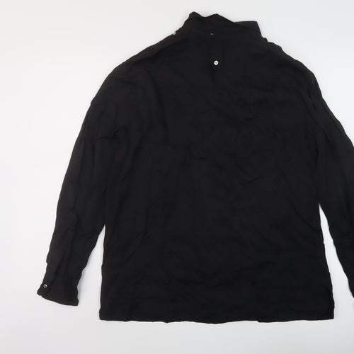 Diesel Womens Black Viscose Basic Button-Up Size XL Collared