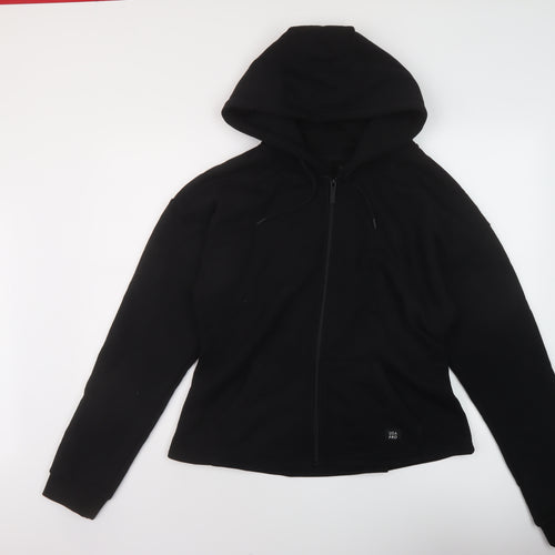 USA Pro Womens Black Cotton Full Zip Hoodie Size 18 Zip