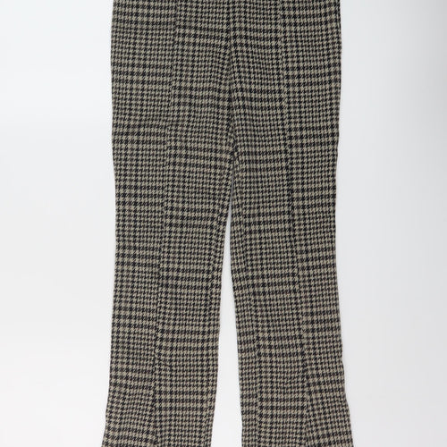 H&M Womens Brown Geometric Polyester Trousers Size S L29 in Regular
