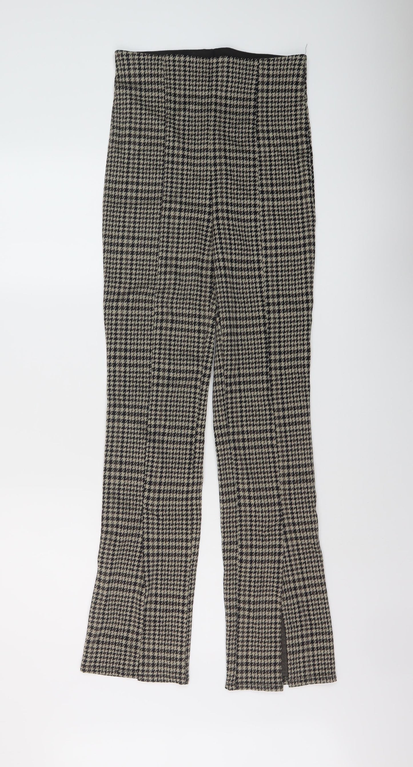 H&M Womens Brown Geometric Polyester Trousers Size S L29 in Regular