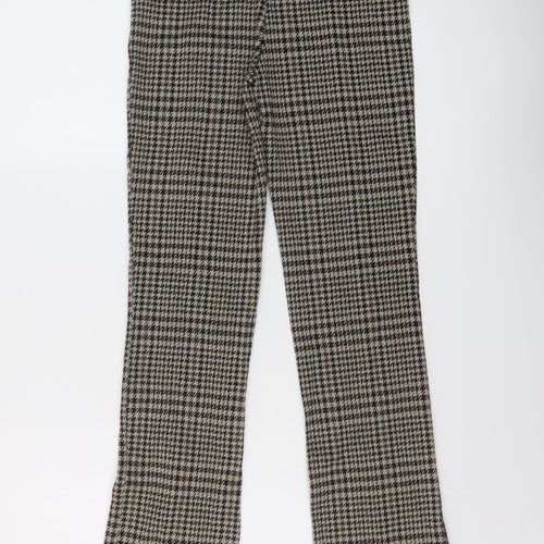 H&M Womens Brown Geometric Polyester Trousers Size S L29 in Regular