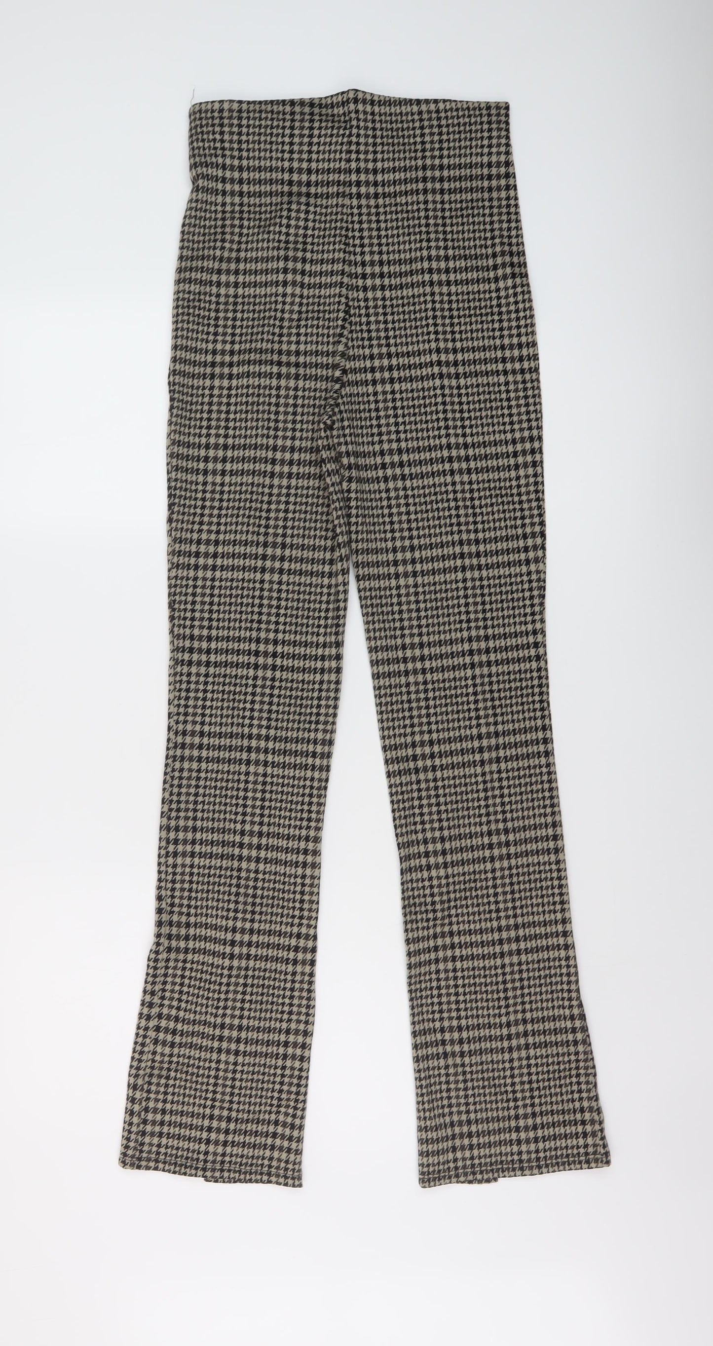 H&M Womens Brown Geometric Polyester Trousers Size S L29 in Regular