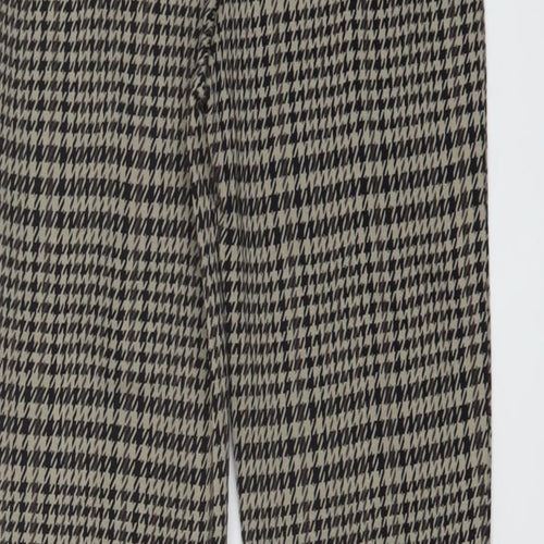 H&M Womens Brown Geometric Polyester Trousers Size S L29 in Regular