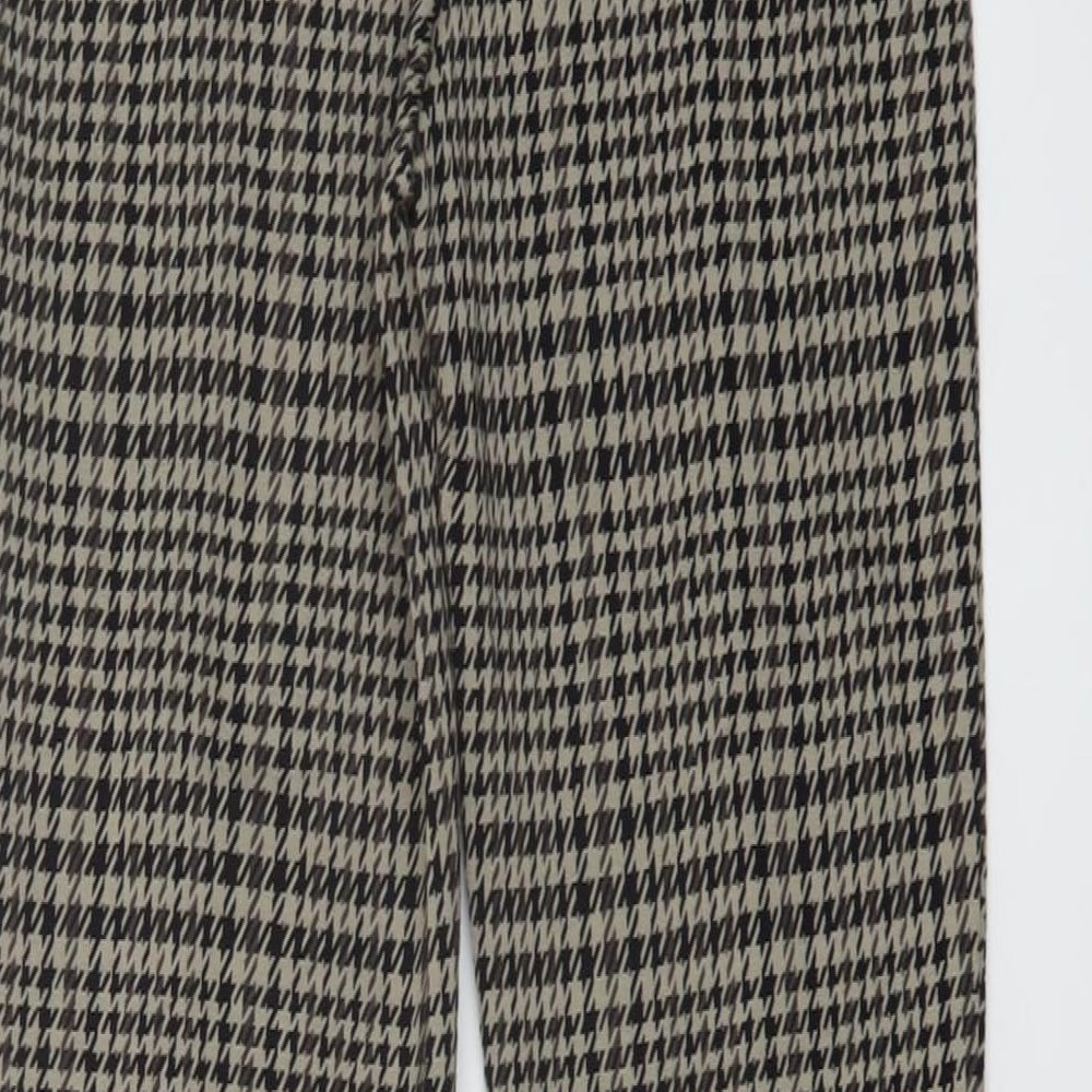 H&M Womens Brown Geometric Polyester Trousers Size S L29 in Regular