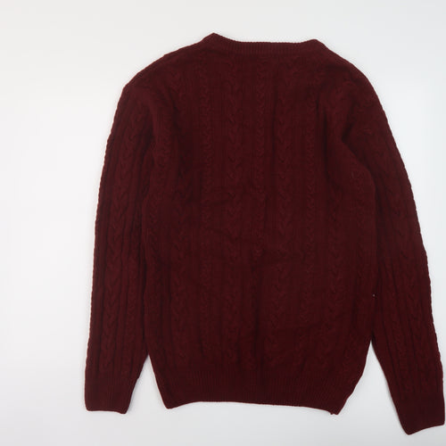 NEXT Mens Red Crew Neck Acrylic Pullover Jumper Size XL Long Sleeve