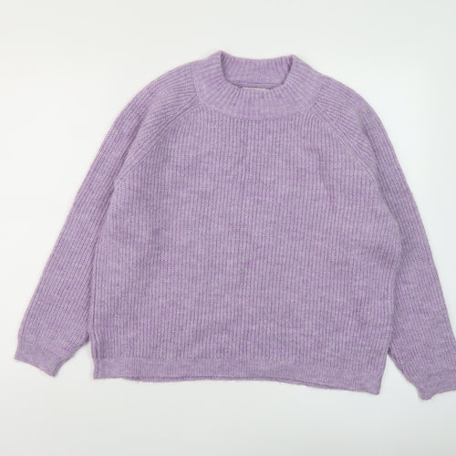 Only Womens Purple Mock Neck Acrylic Pullover Jumper Size XL