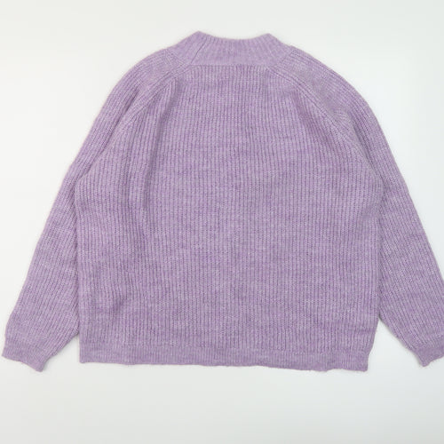 Only Womens Purple Mock Neck Acrylic Pullover Jumper Size XL
