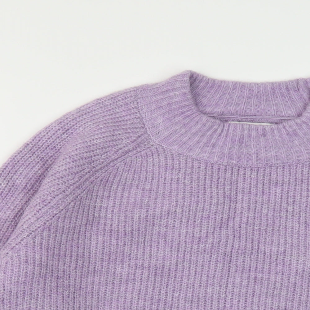 Only Womens Purple Mock Neck Acrylic Pullover Jumper Size XL