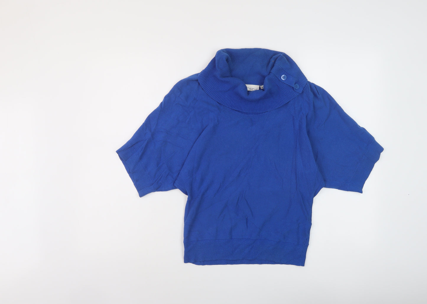 New Look Womens Blue Roll Neck Cotton Pullover Jumper Size 6