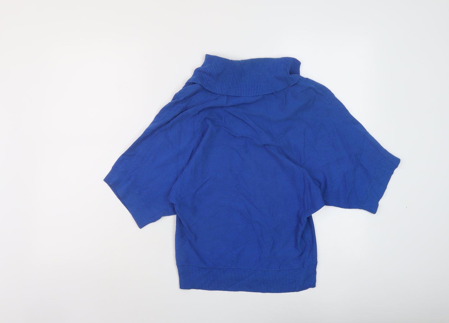 New Look Womens Blue Roll Neck Cotton Pullover Jumper Size 6