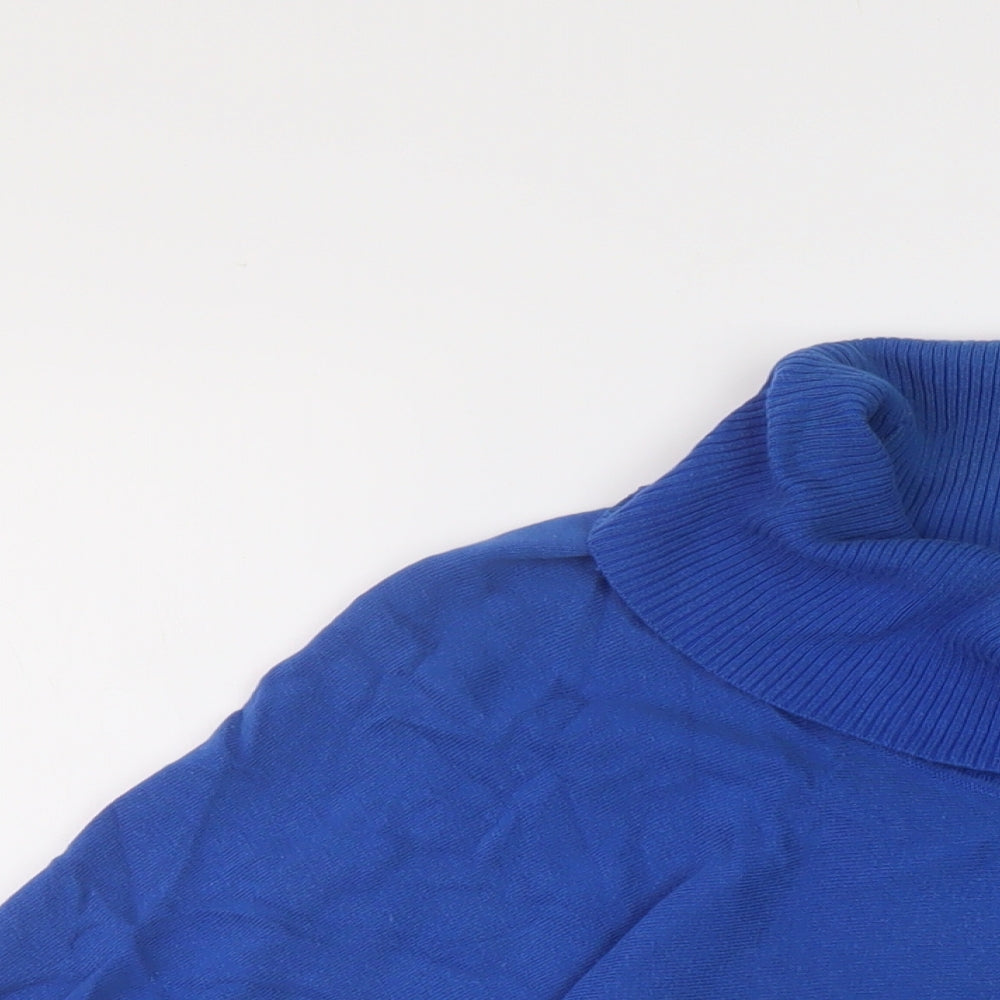 New Look Womens Blue Roll Neck Cotton Pullover Jumper Size 6