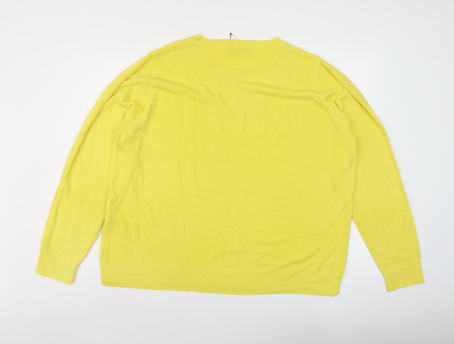 Marks and Spencer Womens Yellow Crew Neck Acrylic Pullover Jumper Size 24