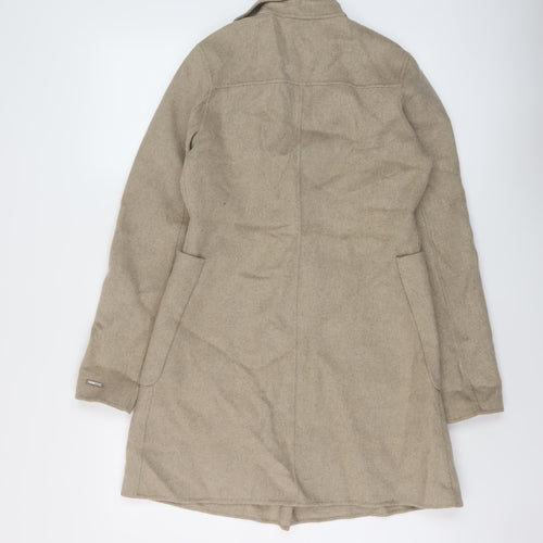 NEXT Womens Beige Overcoat Coat Size 6 Button