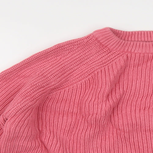 Marks and Spencer Womens Pink Mock Neck Cotton Pullover Jumper Size M