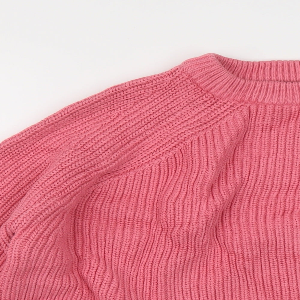 Marks and Spencer Womens Pink Mock Neck Cotton Pullover Jumper Size M