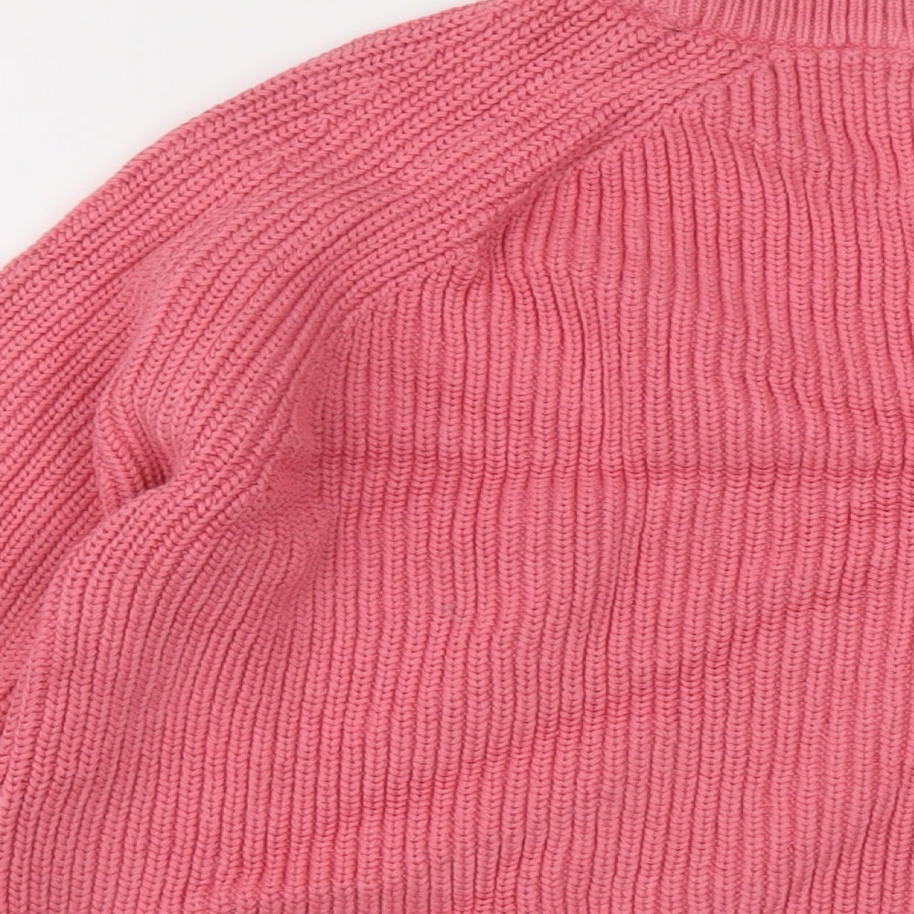 Marks and Spencer Womens Pink Mock Neck Cotton Pullover Jumper Size M