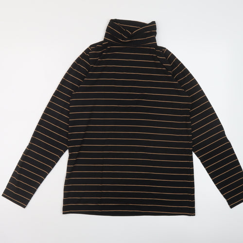 Marks and Spencer Womens Black Striped Acrylic Basic Blouse Size 20 Roll Neck - Thermal