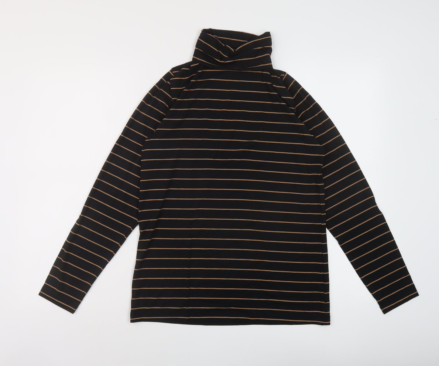 Marks and Spencer Womens Black Striped Acrylic Basic Blouse Size 20 Roll Neck - Thermal