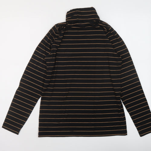 Marks and Spencer Womens Black Striped Acrylic Basic Blouse Size 20 Roll Neck - Thermal