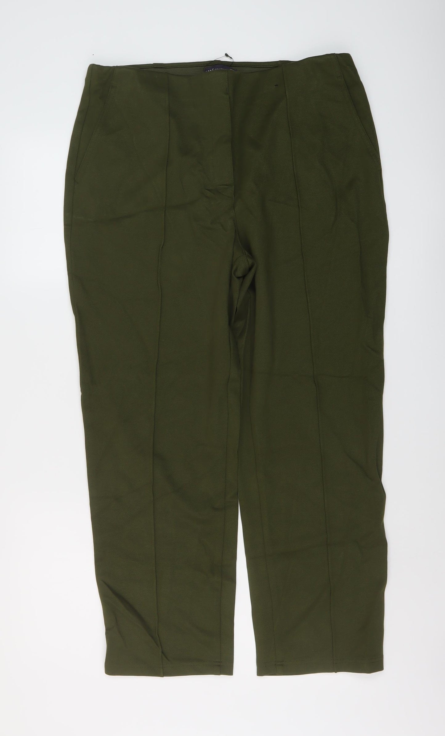 Marks and Spencer Womens Green Viscose Trousers Size 16 L27 in Regular