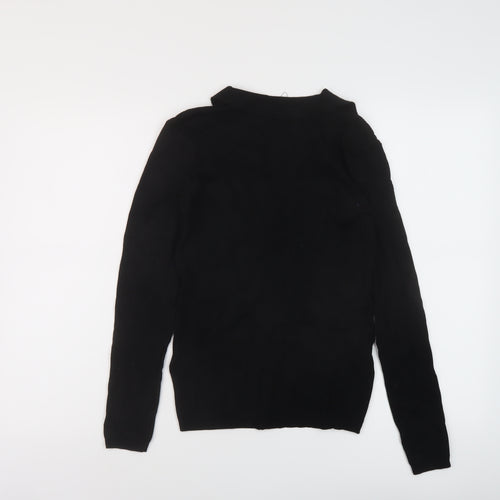 Marks and Spencer Womens Black V-Neck Viscose Pullover Jumper Size 8
