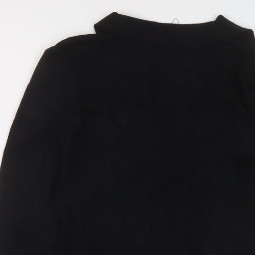 Marks and Spencer Womens Black V-Neck Viscose Pullover Jumper Size 8