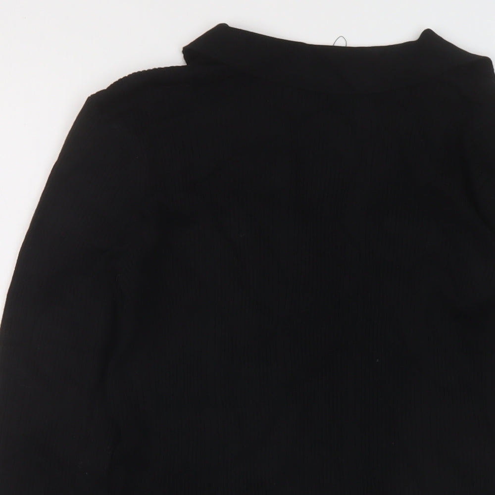 Marks and Spencer Womens Black V-Neck Viscose Pullover Jumper Size 8
