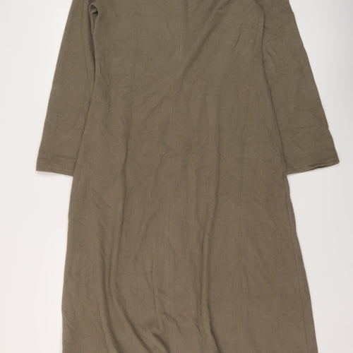 Marks and1 Womens Beige Polyester A-Line Size 12 Round Neck Pullover