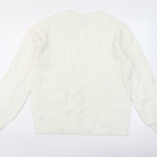 Marks and Spencer Womens Ivory V-Neck Polyester Pullover Jumper Size M