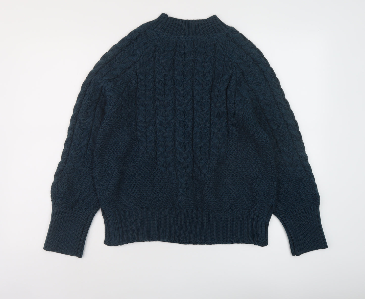 White Stuff Womens Green Mock Neck Polyester Pullover Jumper Size 12