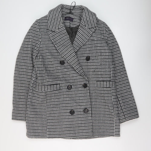 Grey Goose Womens Grey Check Overcoat Coat Size 12 Button