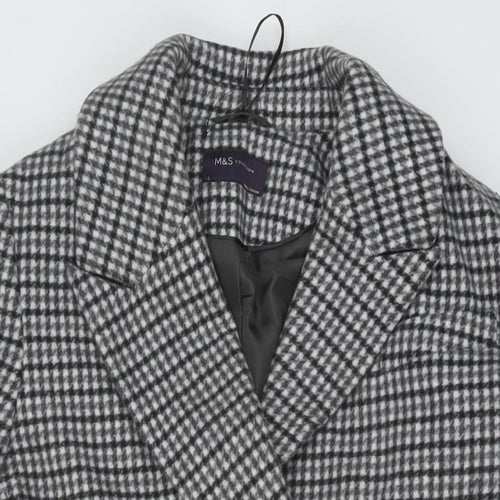 Grey Goose Womens Grey Check Overcoat Coat Size 12 Button