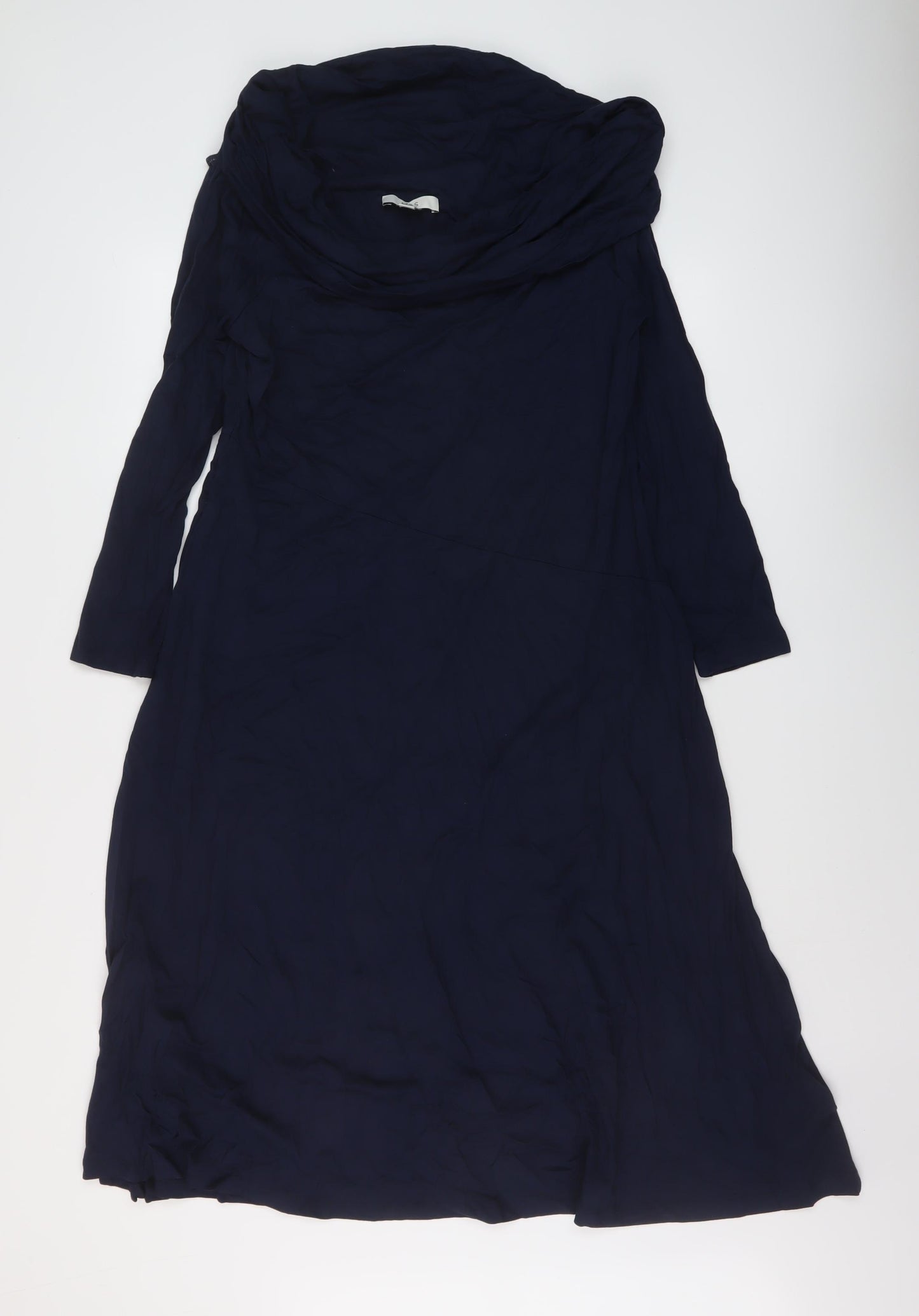 Marks and Spencer Womens Blue Viscose A-Line Size 16 Roll Neck Pullover