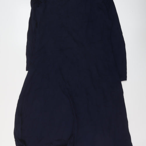 Marks and Spencer Womens Blue Viscose A-Line Size 16 Roll Neck Pullover