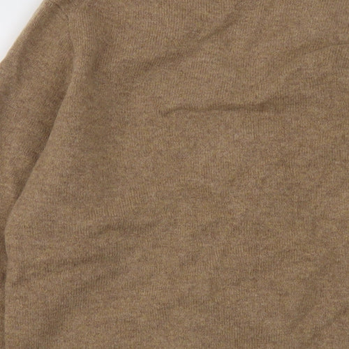 Uniqlo Mens Brown V-Neck Wool Cardigan Jumper Size M Long Sleeve