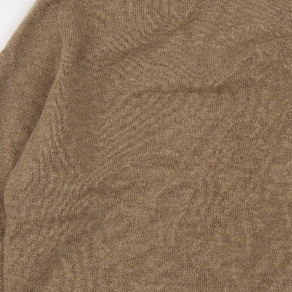 Uniqlo Mens Brown V-Neck Wool Cardigan Jumper Size M Long Sleeve