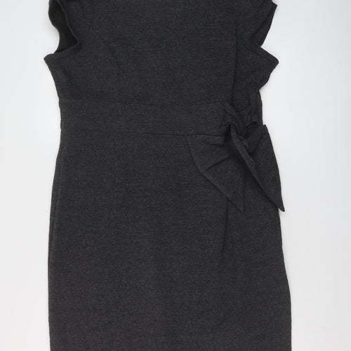 Per Una Womens Grey Acrylic A-Line Size 20 Round Neck Zip
