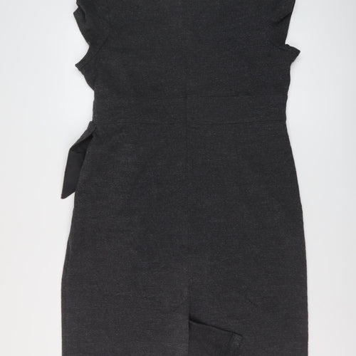 Per Una Womens Grey Acrylic A-Line Size 20 Round Neck Zip