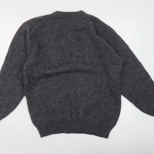 Classic Casuals Mens Grey V-Neck Argyle/Diamond Wool Pullover Jumper Size M Long Sleeve