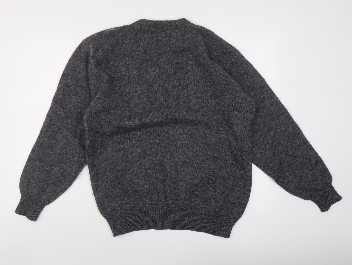 Classic Casuals Mens Grey V-Neck Argyle/Diamond Wool Pullover Jumper Size M Long Sleeve