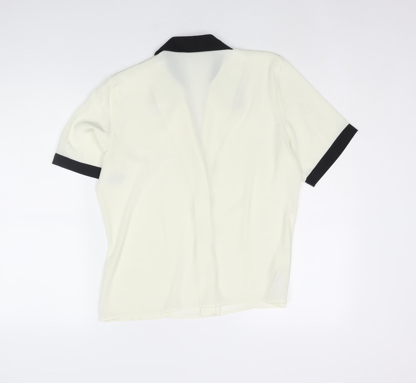 St Michael Womens Ivory Polyester Basic Blouse Size 10 Collared - Contrast Collar