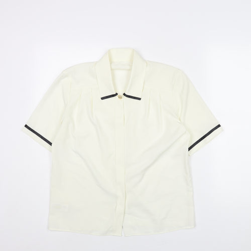 St Michael Womens Ivory Polyester Basic Blouse Size 10 Collared