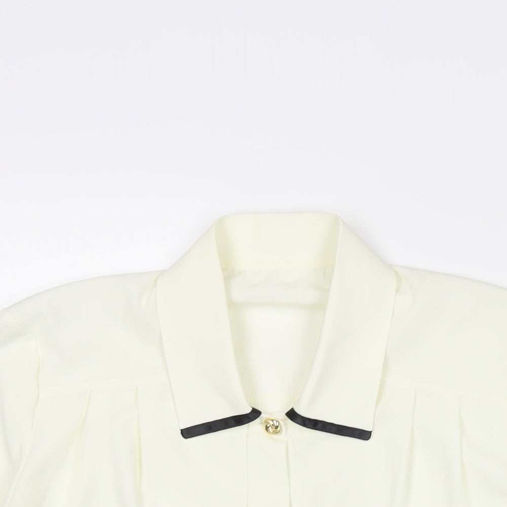 St Michael Womens Ivory Polyester Basic Blouse Size 10 Collared