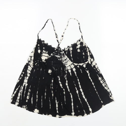 Band of Gypsies Womens Black Geometric Polyester Camisole Blouse Size S V-Neck - Tie Dye Lace Trim