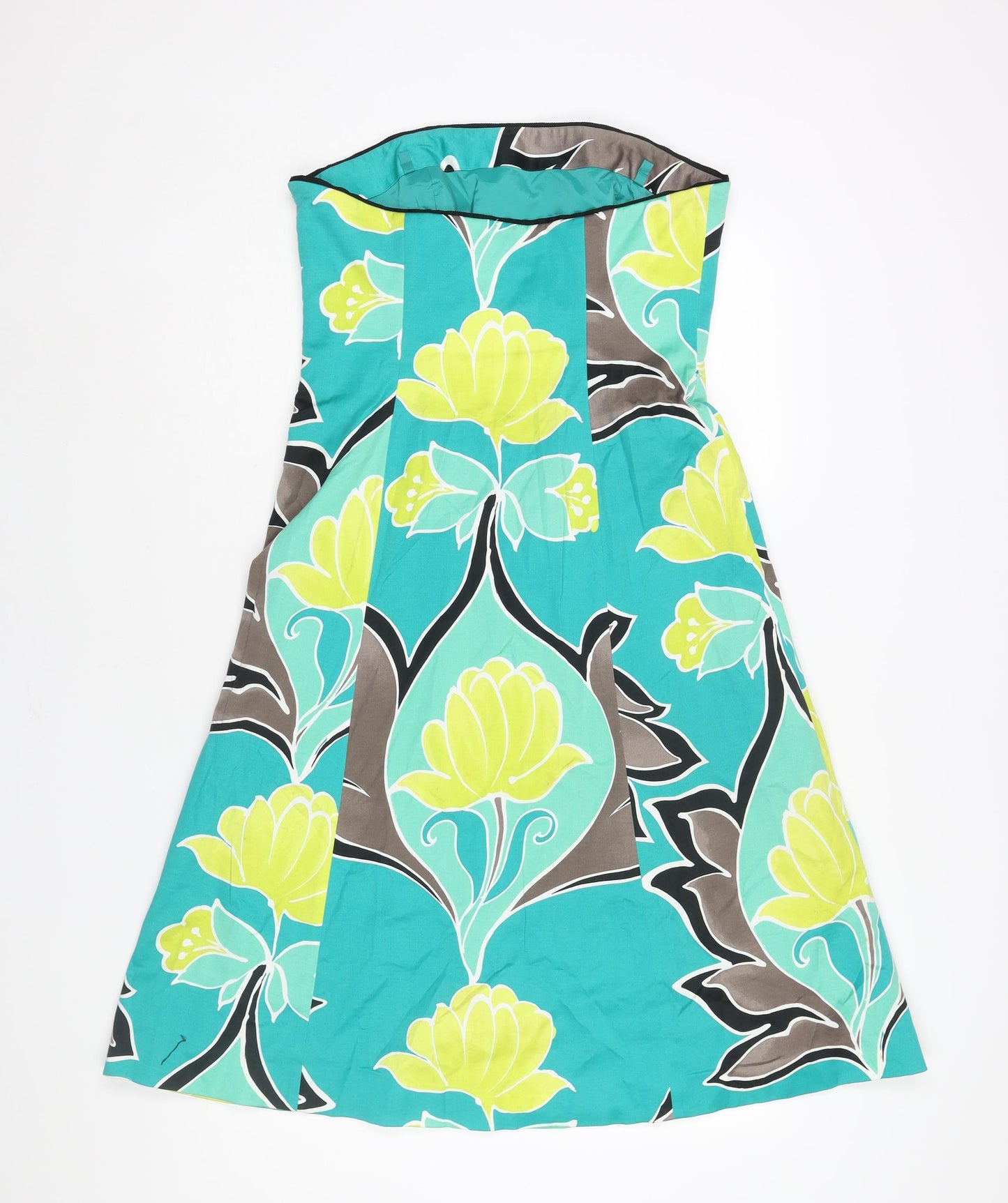 Coast Womens Multicoloured Geometric Cotton A-Line Size 12 Square Neck Zip - Floral Print