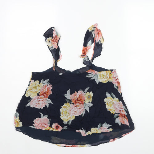 Forever New Womens Blue Floral Polyester Camisole Blouse Size 12 Scoop Neck - Frill Sleeve